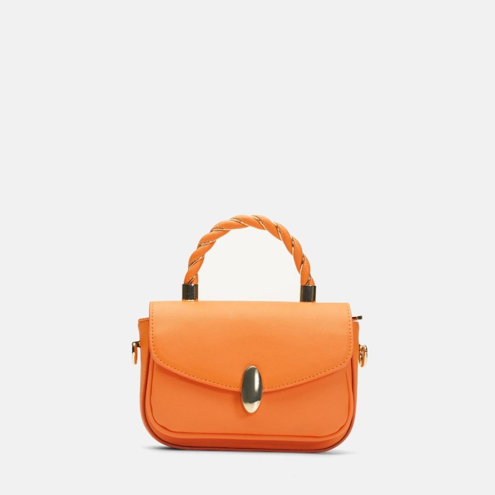 Orange Ladies Crossbody Bag with Top Handle - Adjustable & Removable Strap